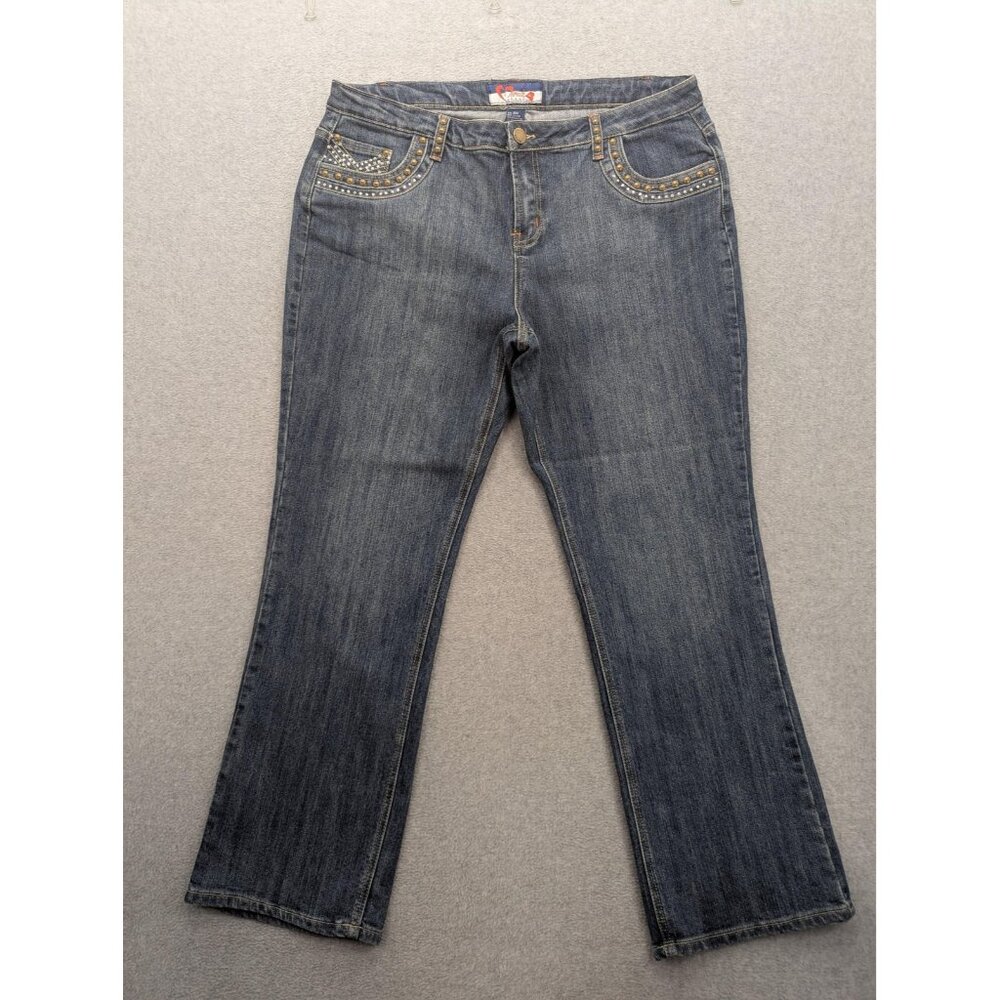 Wak Jeans Bootcut Jeans Womens 20W Blue Embellished Studded Rhinestone Pockets